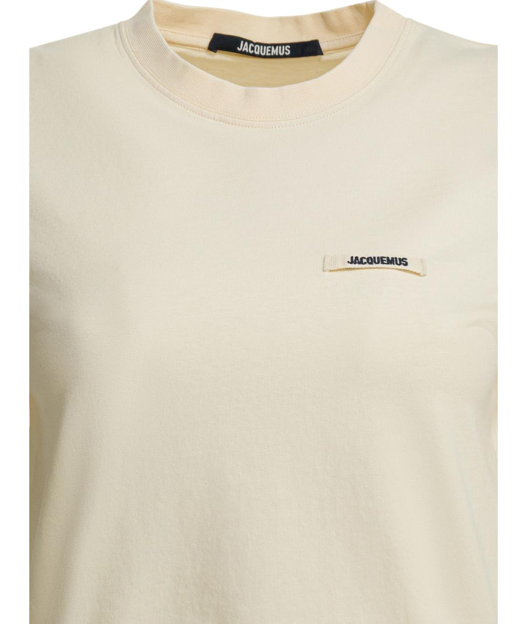 JACQUEMUS Бежевая хлопковая футболка, фото 3