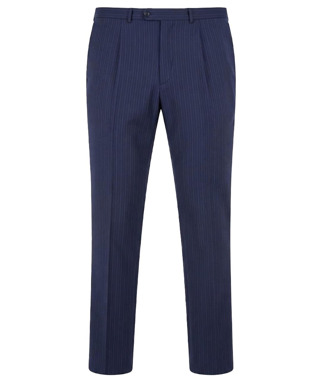 ZEGNA Темно-синие шерстяные классические брюки, фото 1