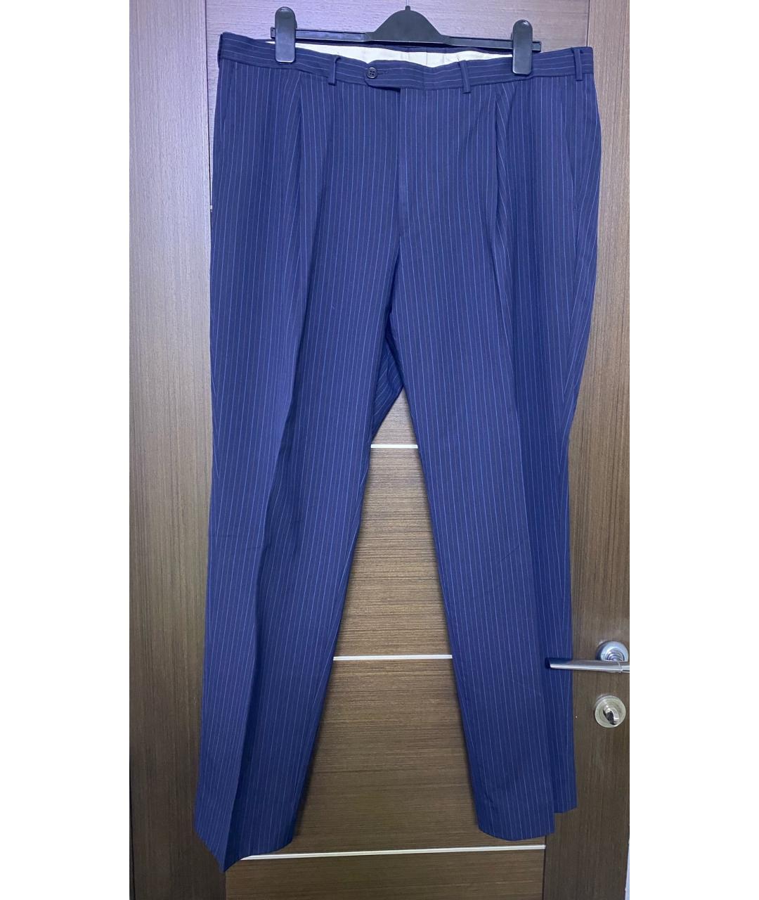 ZEGNA Темно-синие шерстяные классические брюки, фото 5