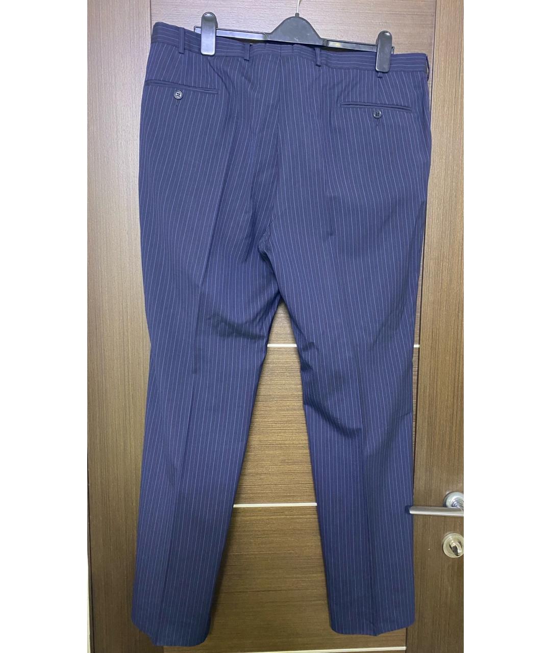 ZEGNA Темно-синие шерстяные классические брюки, фото 2