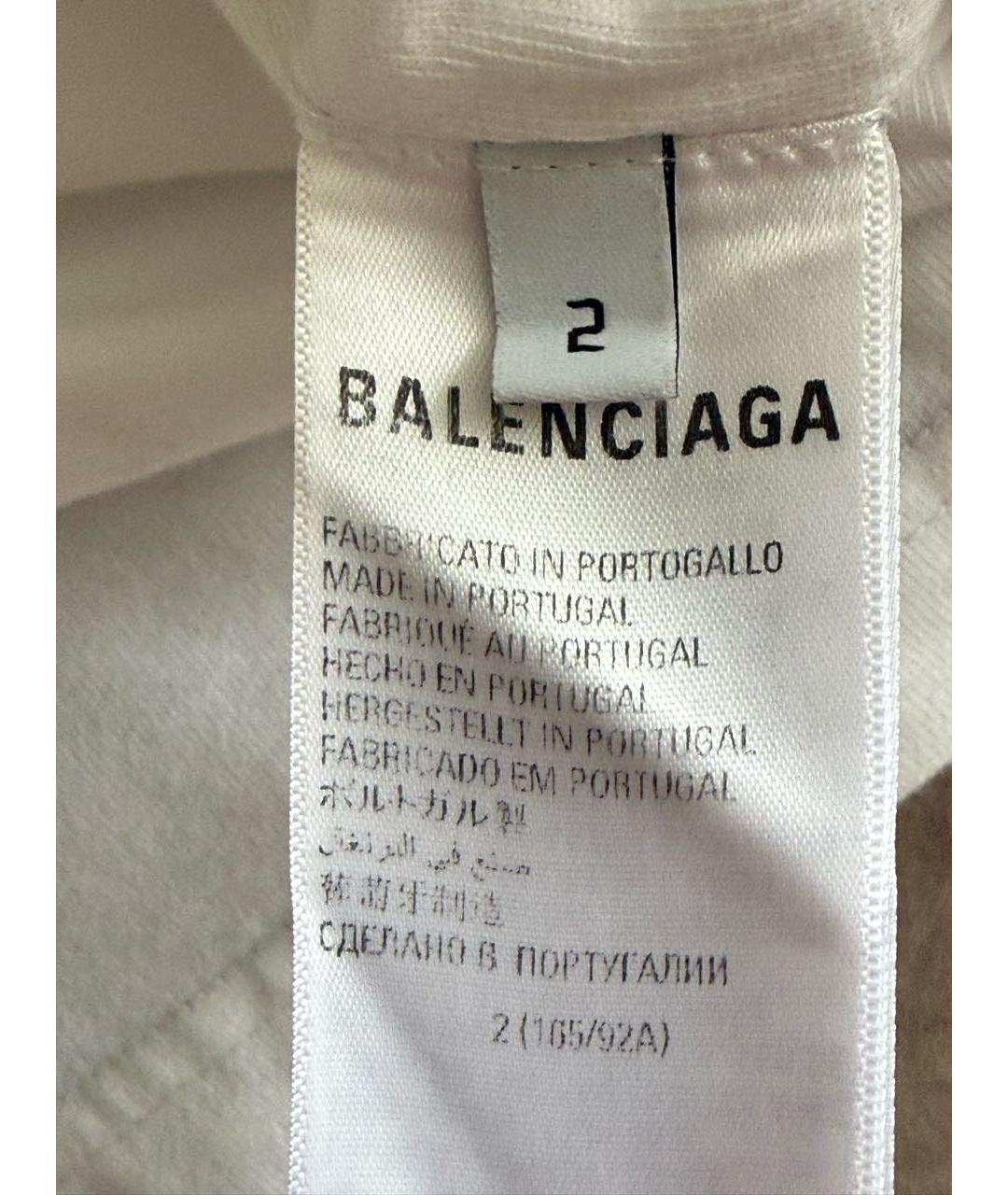 BALENCIAGA Белая хлопковая футболка, фото 5