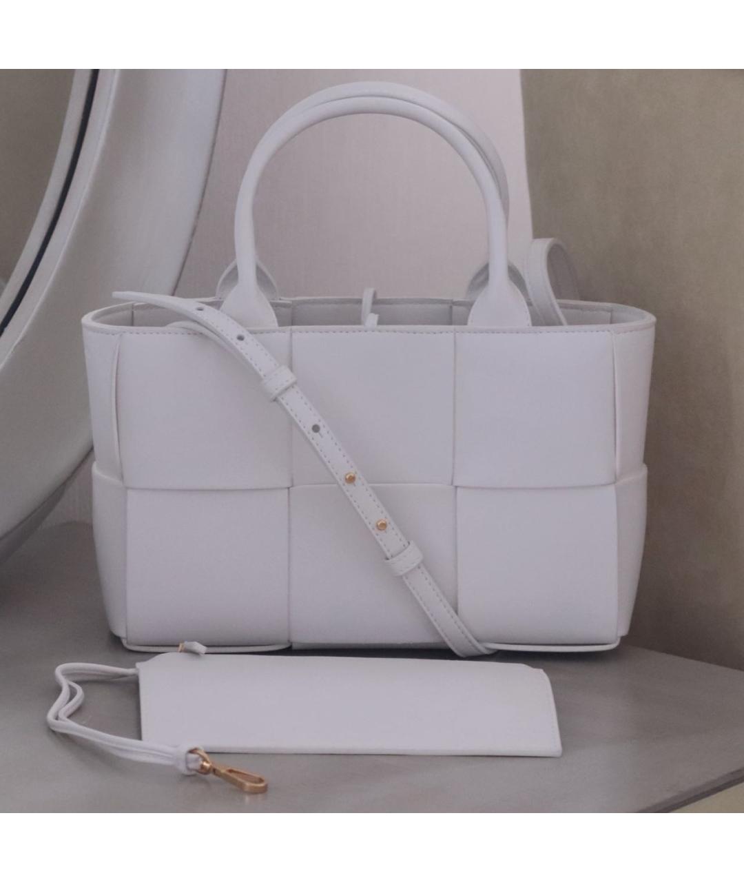 BOTTEGA VENETA Белая кожаная сумка тоут, фото 3