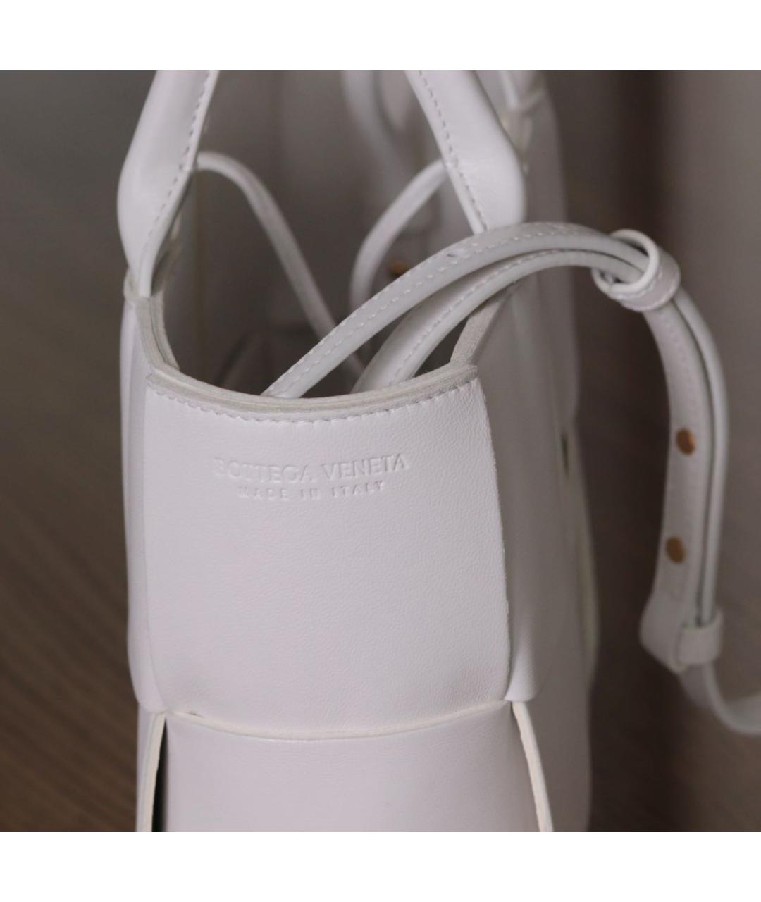 BOTTEGA VENETA Белая кожаная сумка тоут, фото 4