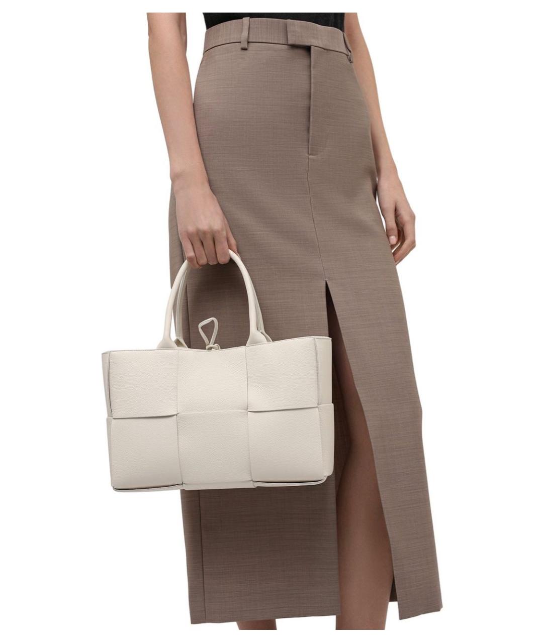 BOTTEGA VENETA Белая кожаная сумка тоут, фото 8