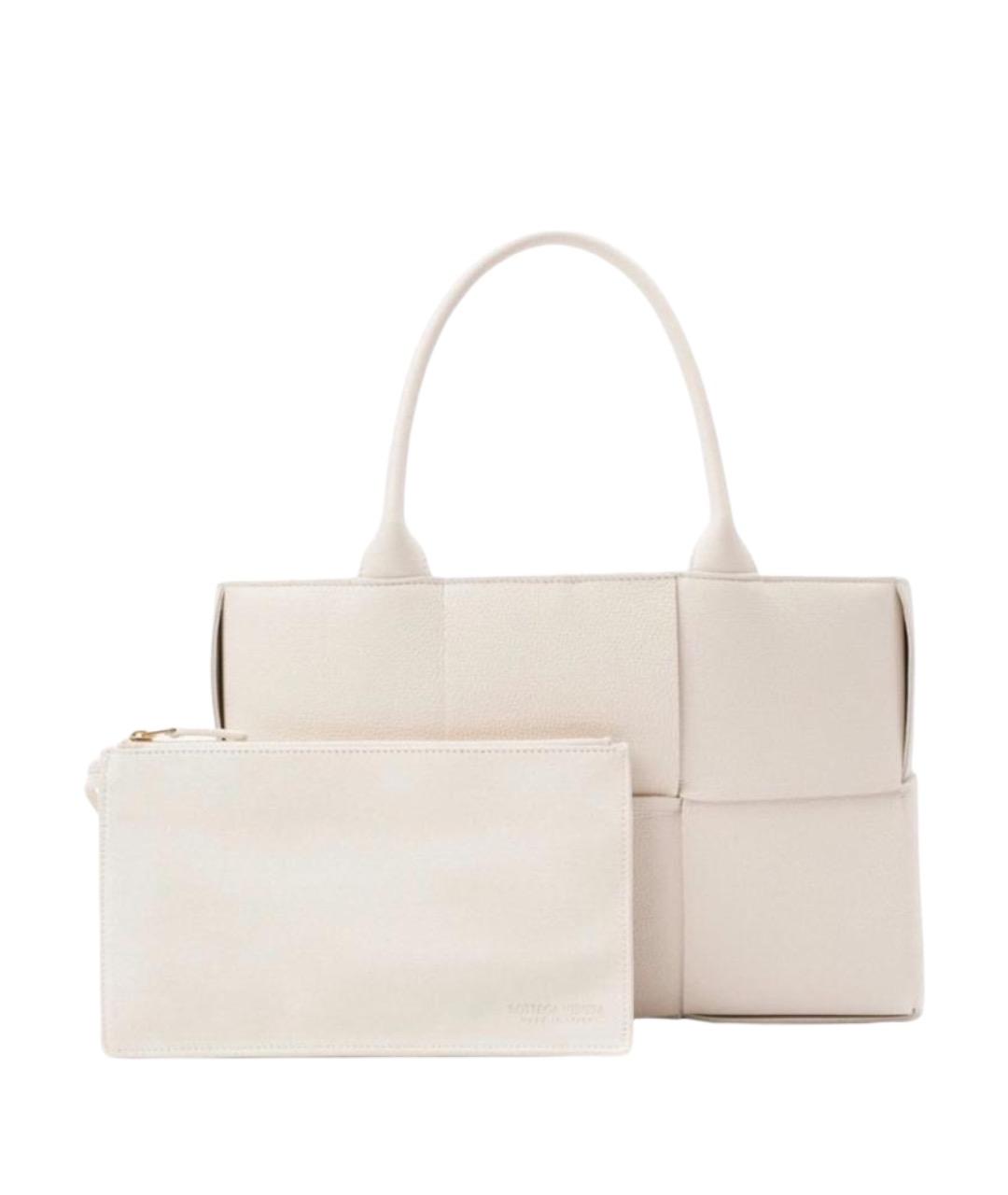 BOTTEGA VENETA Белая кожаная сумка тоут, фото 1