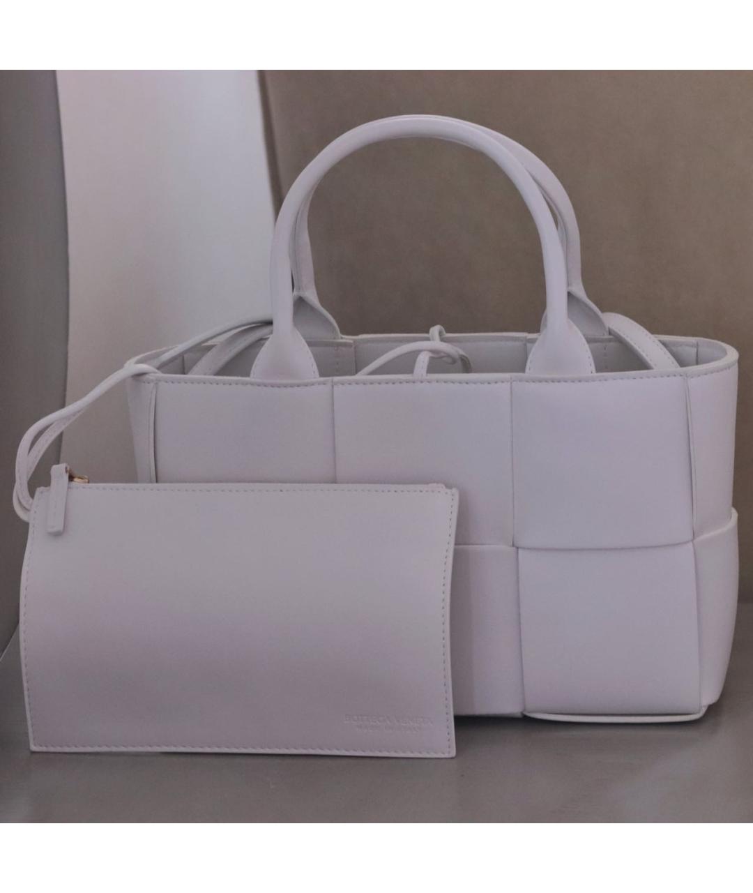 BOTTEGA VENETA Белая кожаная сумка тоут, фото 2