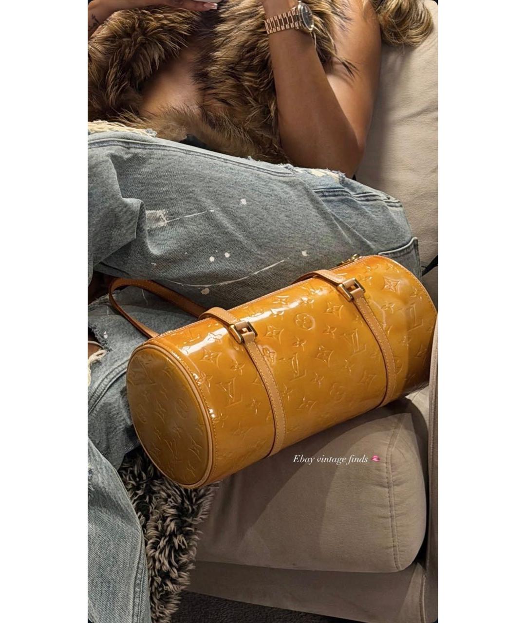 LOUIS VUITTON Желтая сумка через плечо из лакированной кожи, фото 7