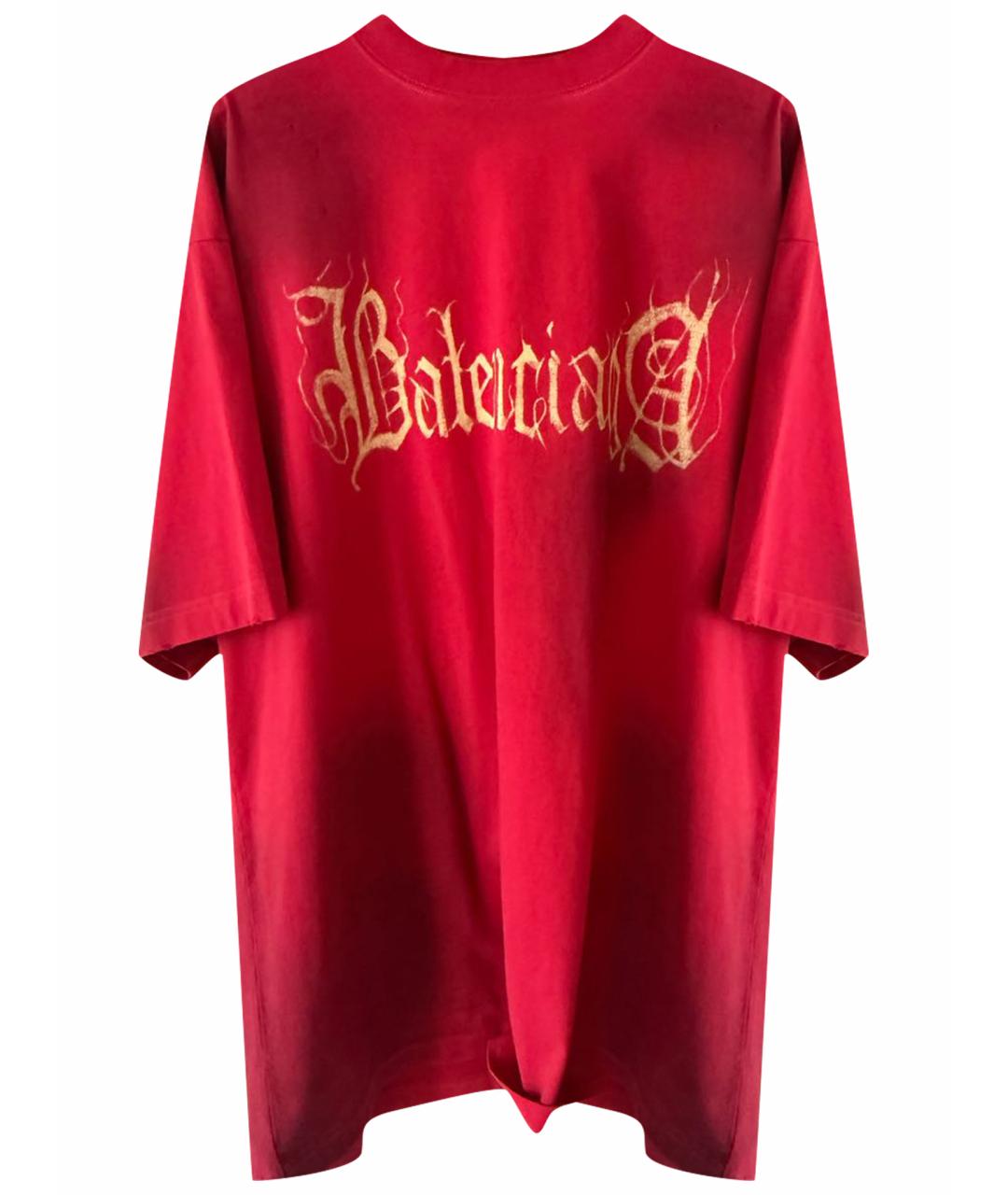 BALENCIAGA Красная хлопковая футболка, фото 1