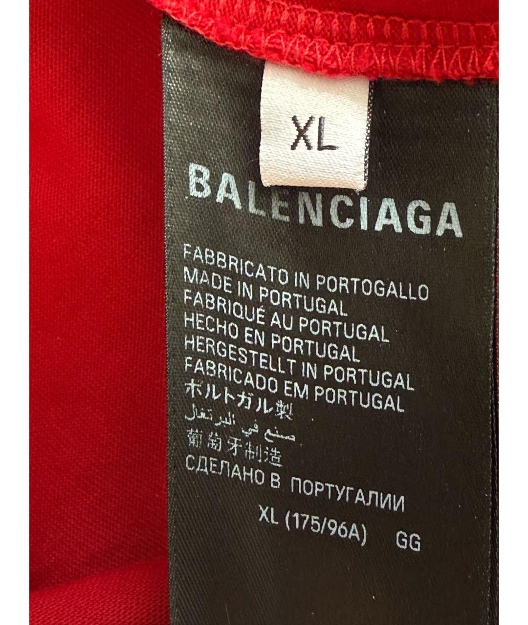 BALENCIAGA Красная хлопковая футболка, фото 5