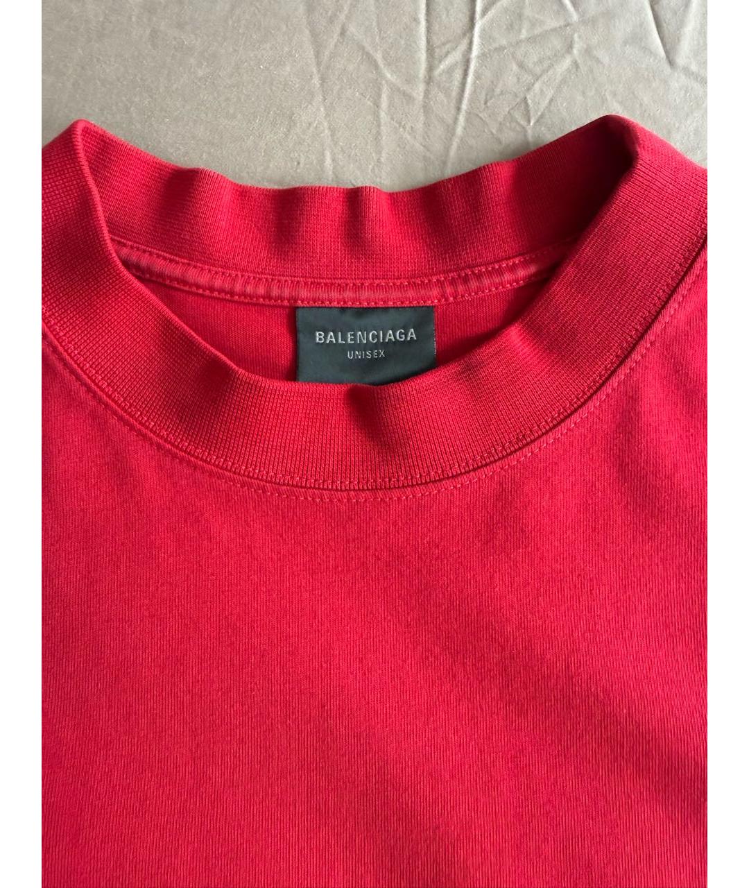BALENCIAGA Красная хлопковая футболка, фото 3