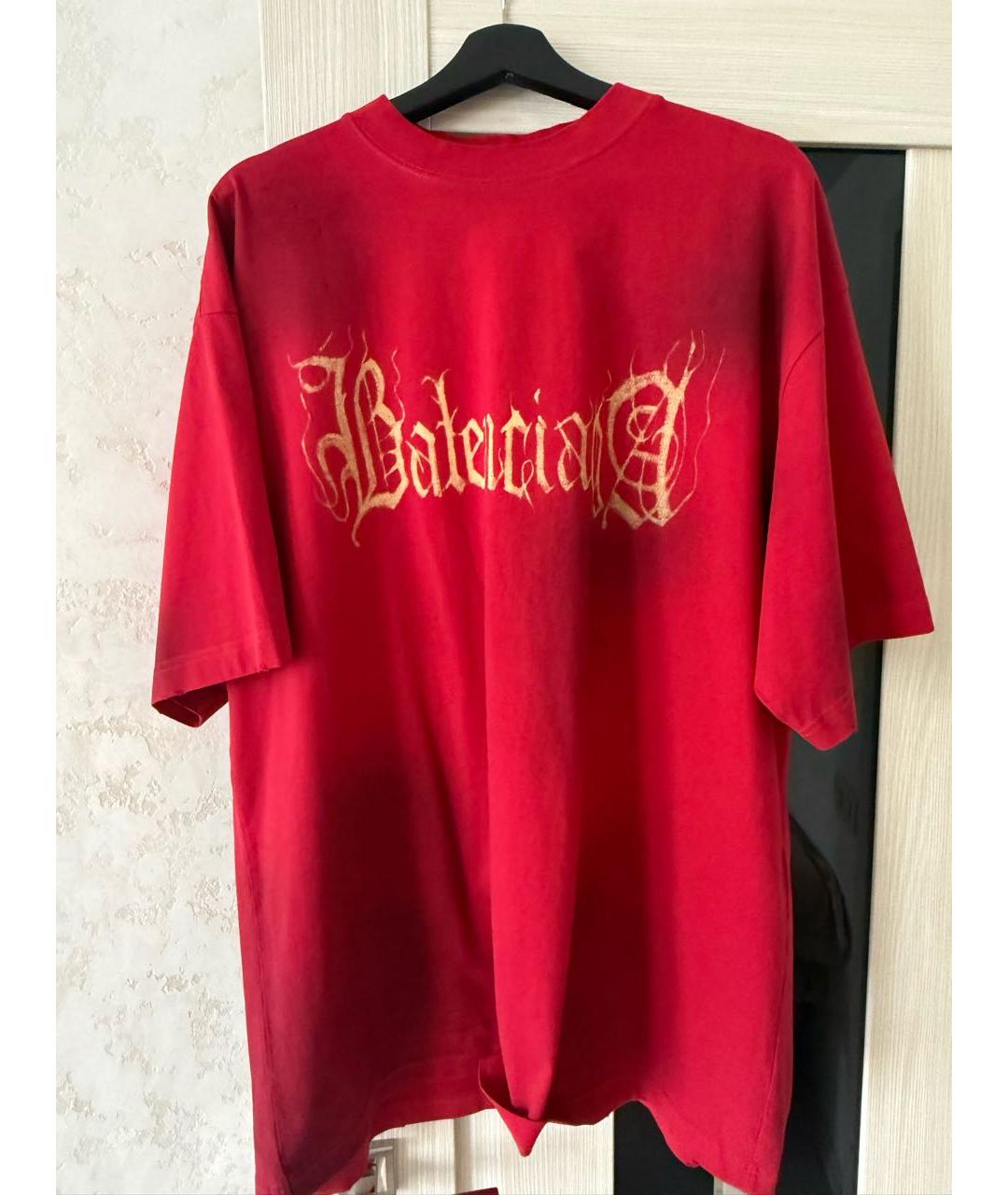 BALENCIAGA Красная хлопковая футболка, фото 6