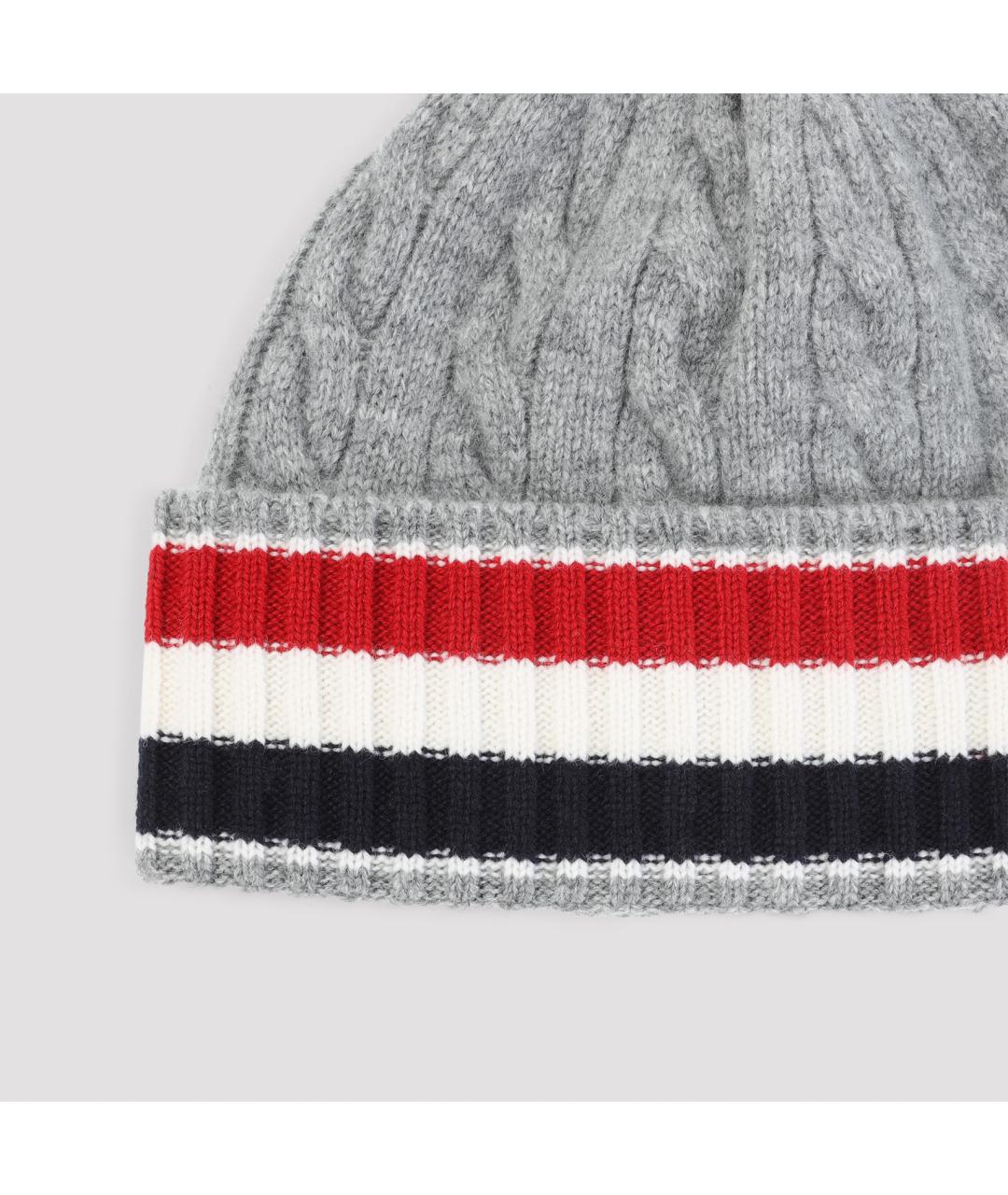 THOM BROWNE Серая шерстяная шапка, фото 3