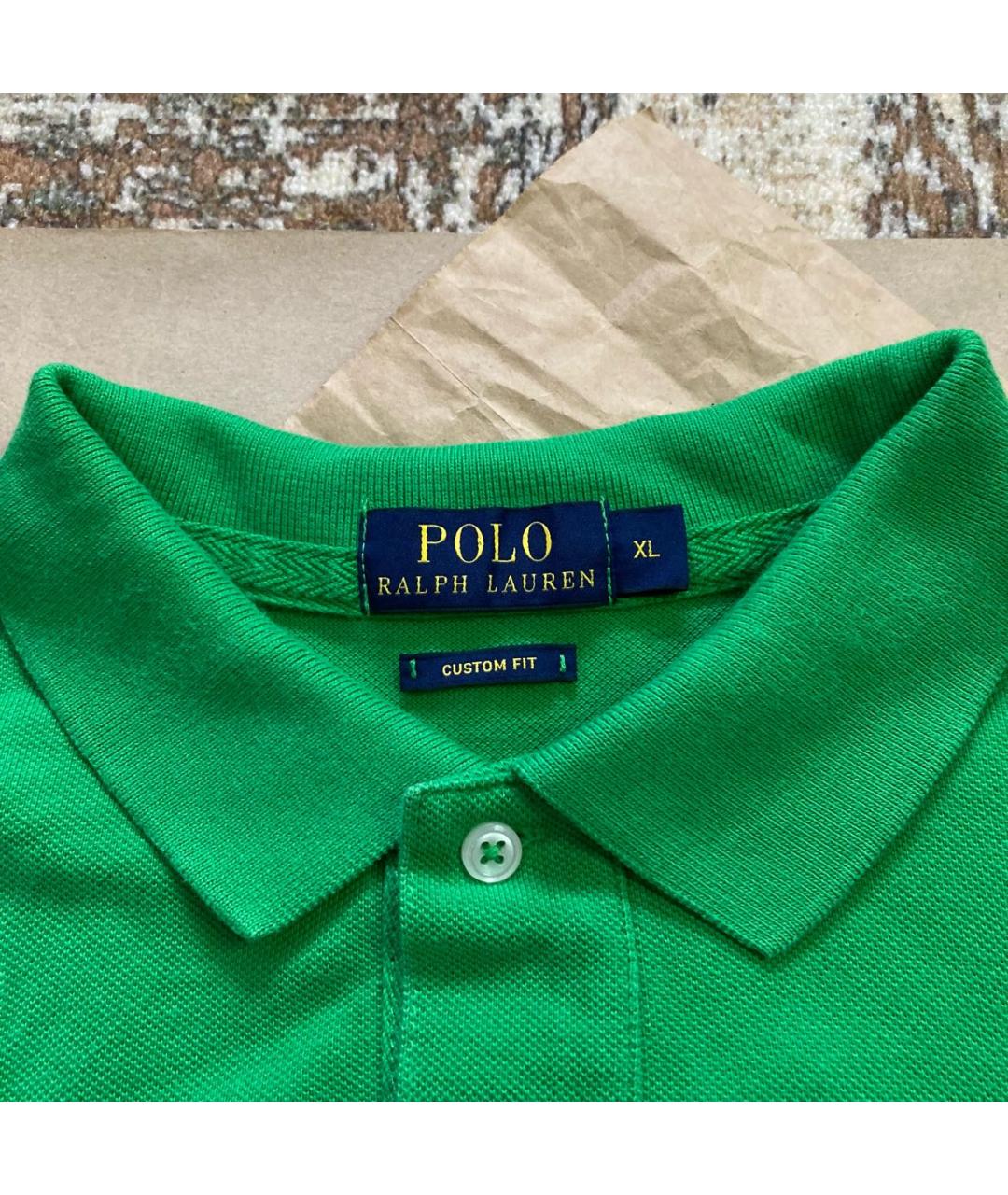 POLO RALPH LAUREN Зеленое хлопковое поло с коротким рукавом, фото 6