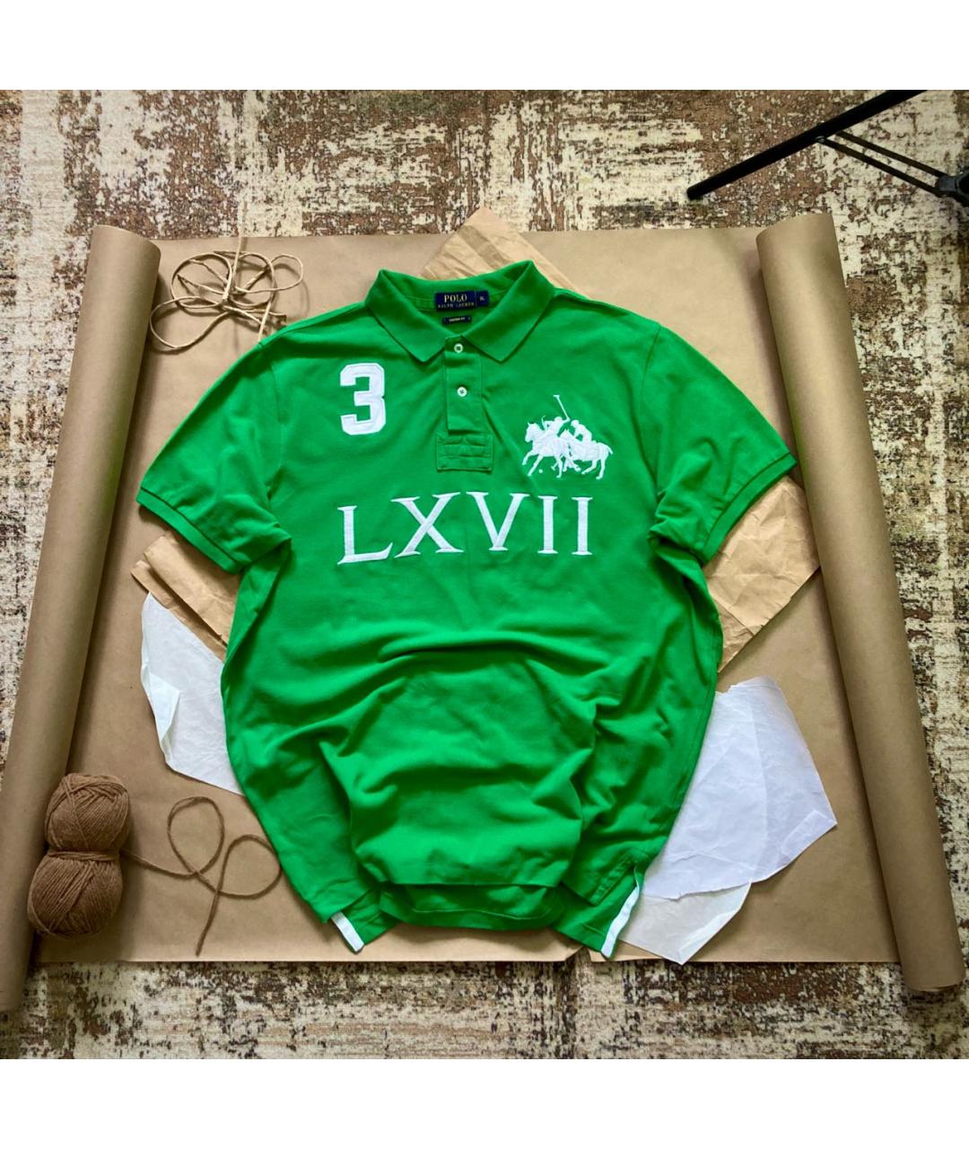 POLO RALPH LAUREN Зеленое хлопковое поло с коротким рукавом, фото 8