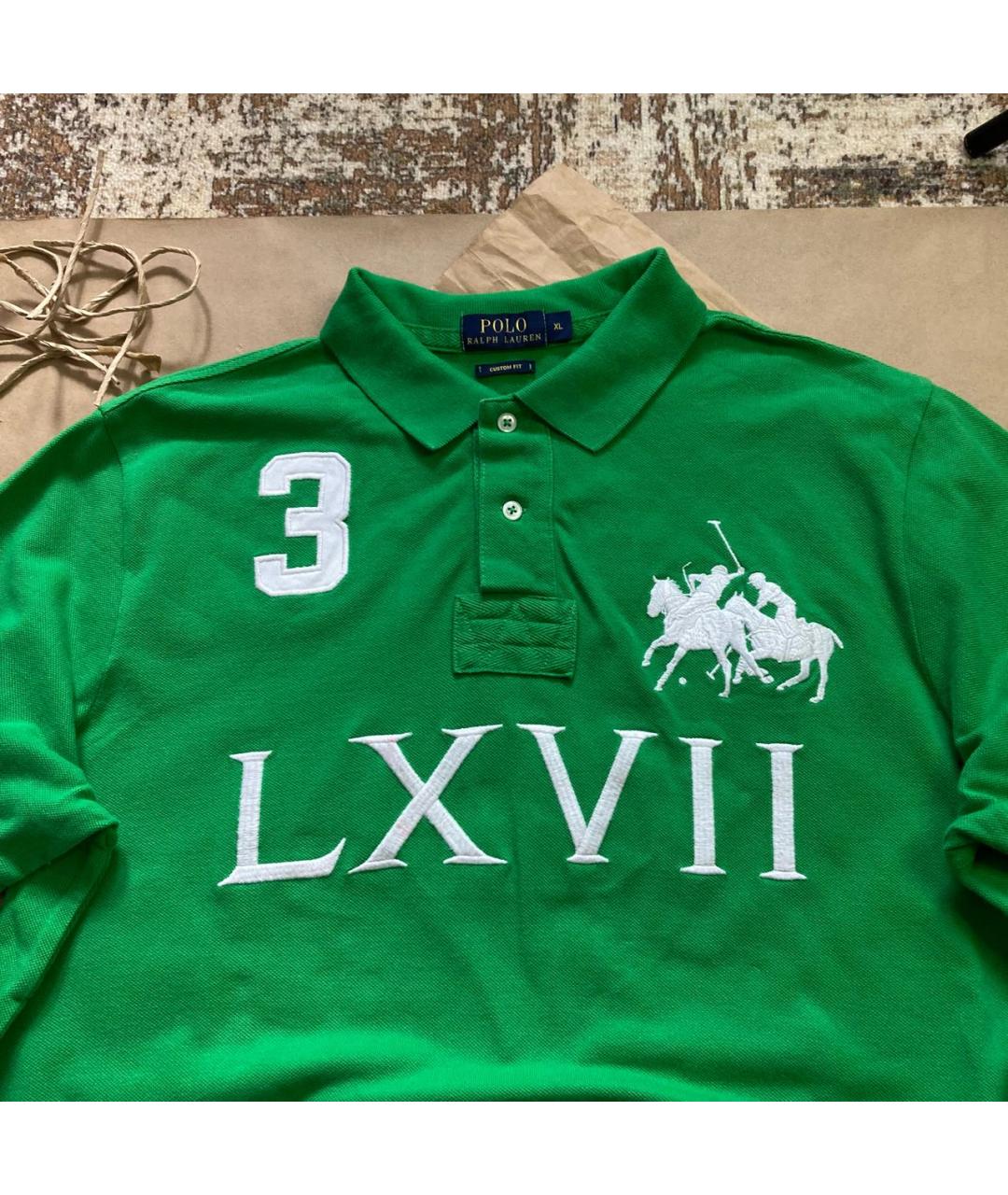 POLO RALPH LAUREN Зеленое хлопковое поло с коротким рукавом, фото 3