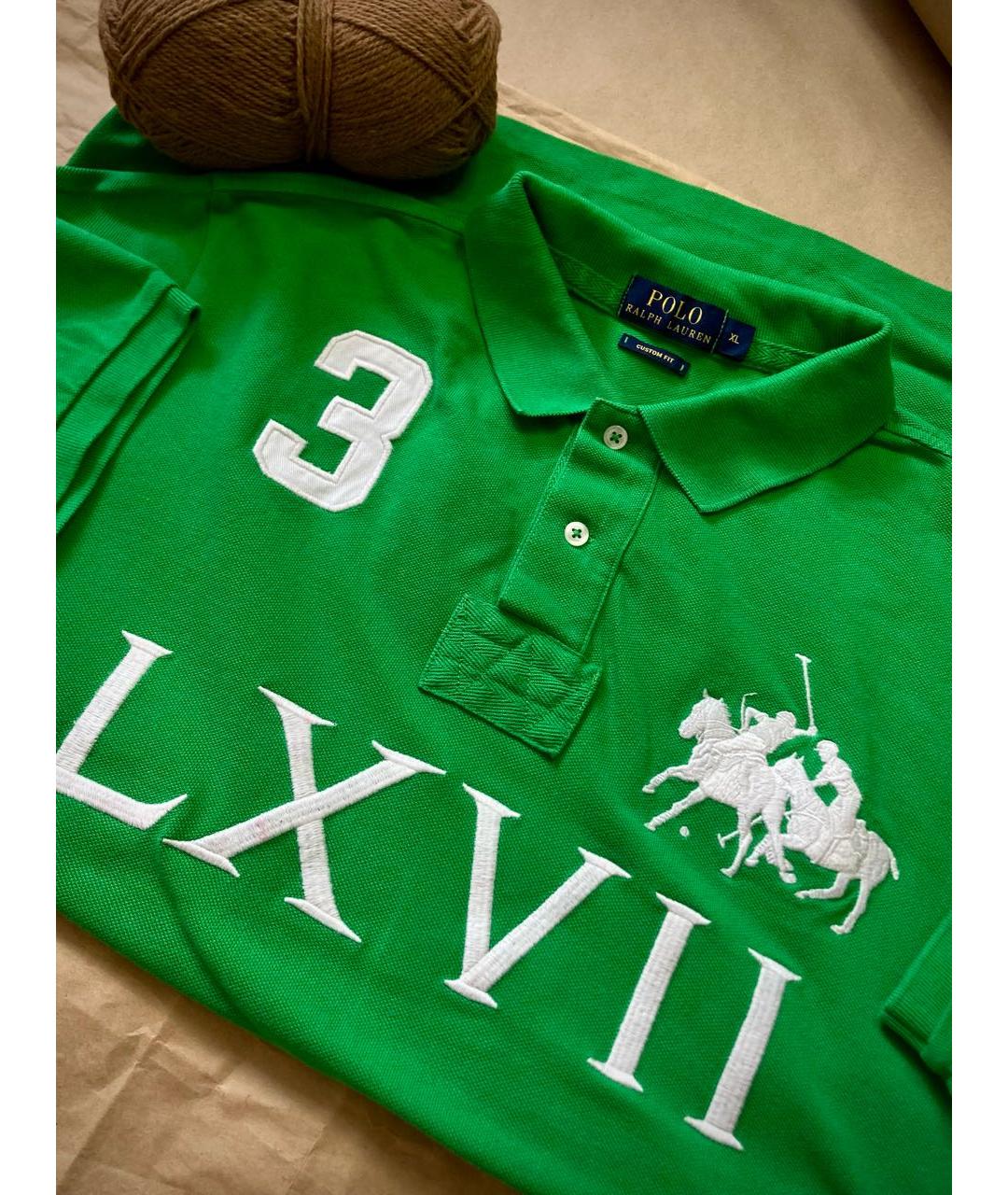 POLO RALPH LAUREN Зеленое хлопковое поло с коротким рукавом, фото 4