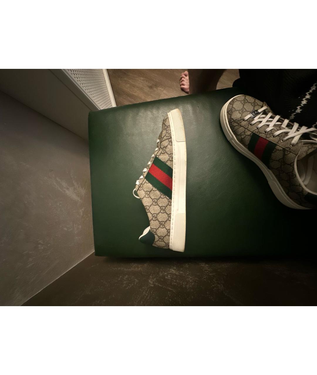 GUCCI Бежевые низкие кроссовки / кеды, фото 7