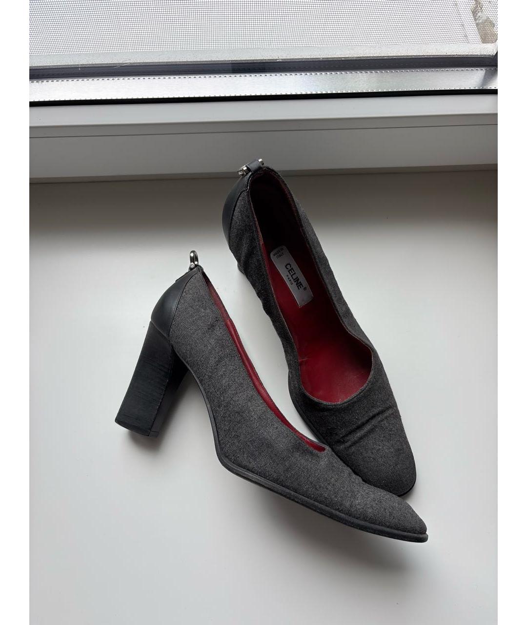 CELINE Антрацитовые кожаные туфли, фото 6