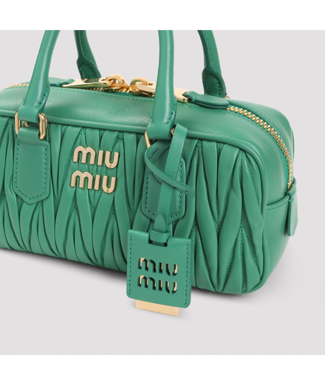 MIU MIU Зеленая кожаная сумка с короткими ручками, фото 3
