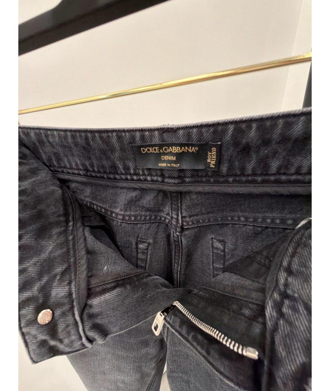 DOLCE&GABBANA Черные хлопковые прямые джинсы, фото 3