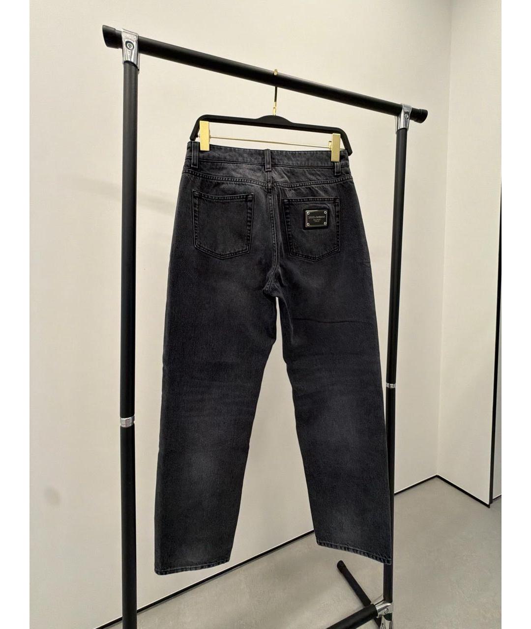 DOLCE&GABBANA Черные хлопковые прямые джинсы, фото 2