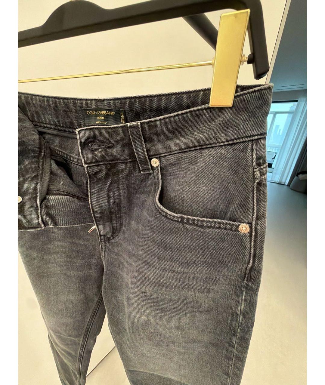 DOLCE&GABBANA Черные хлопковые прямые джинсы, фото 4