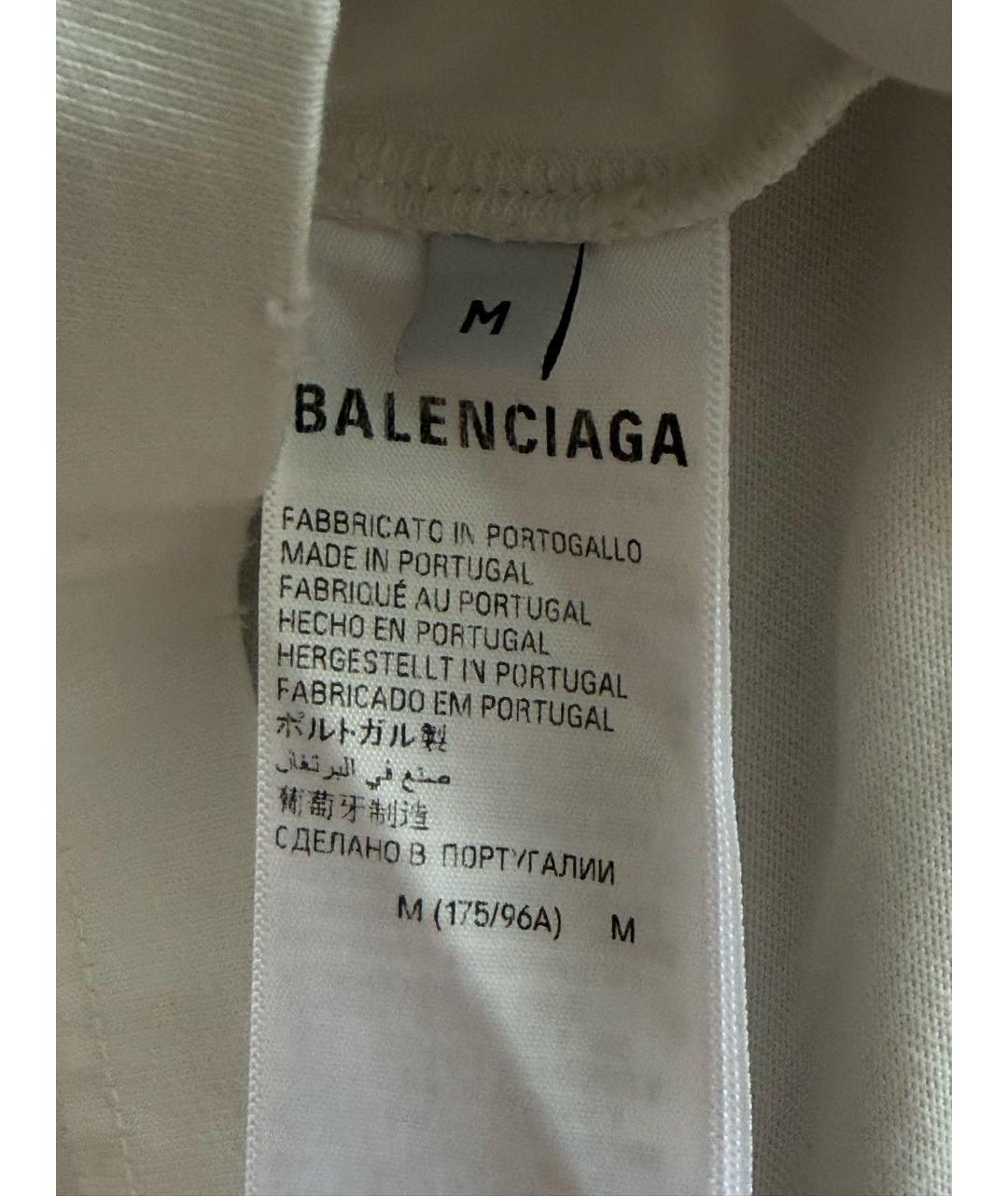 BALENCIAGA Белая хлопковая футболка, фото 5