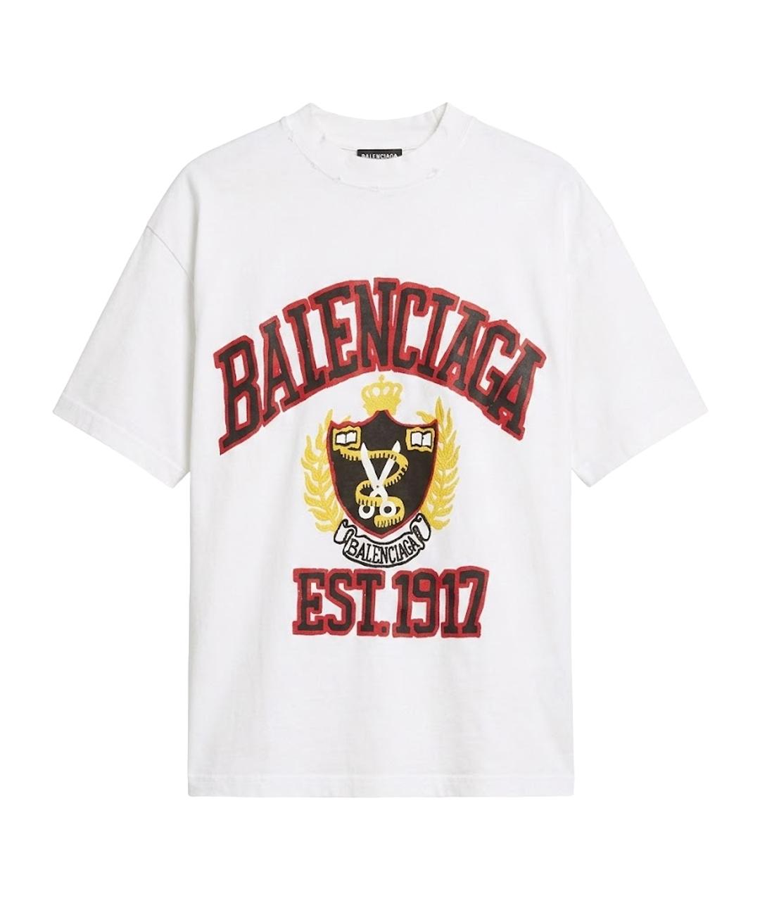 BALENCIAGA Белая хлопковая футболка, фото 1