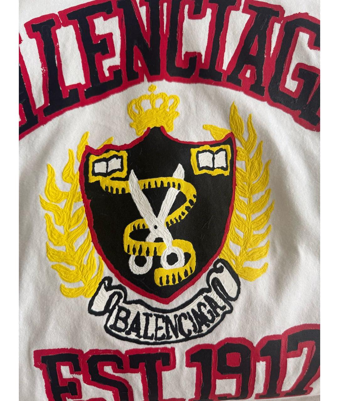 BALENCIAGA Белая хлопковая футболка, фото 4