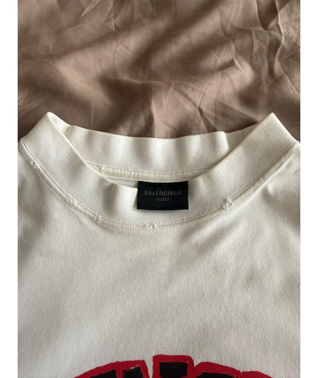 BALENCIAGA Белая хлопковая футболка, фото 3