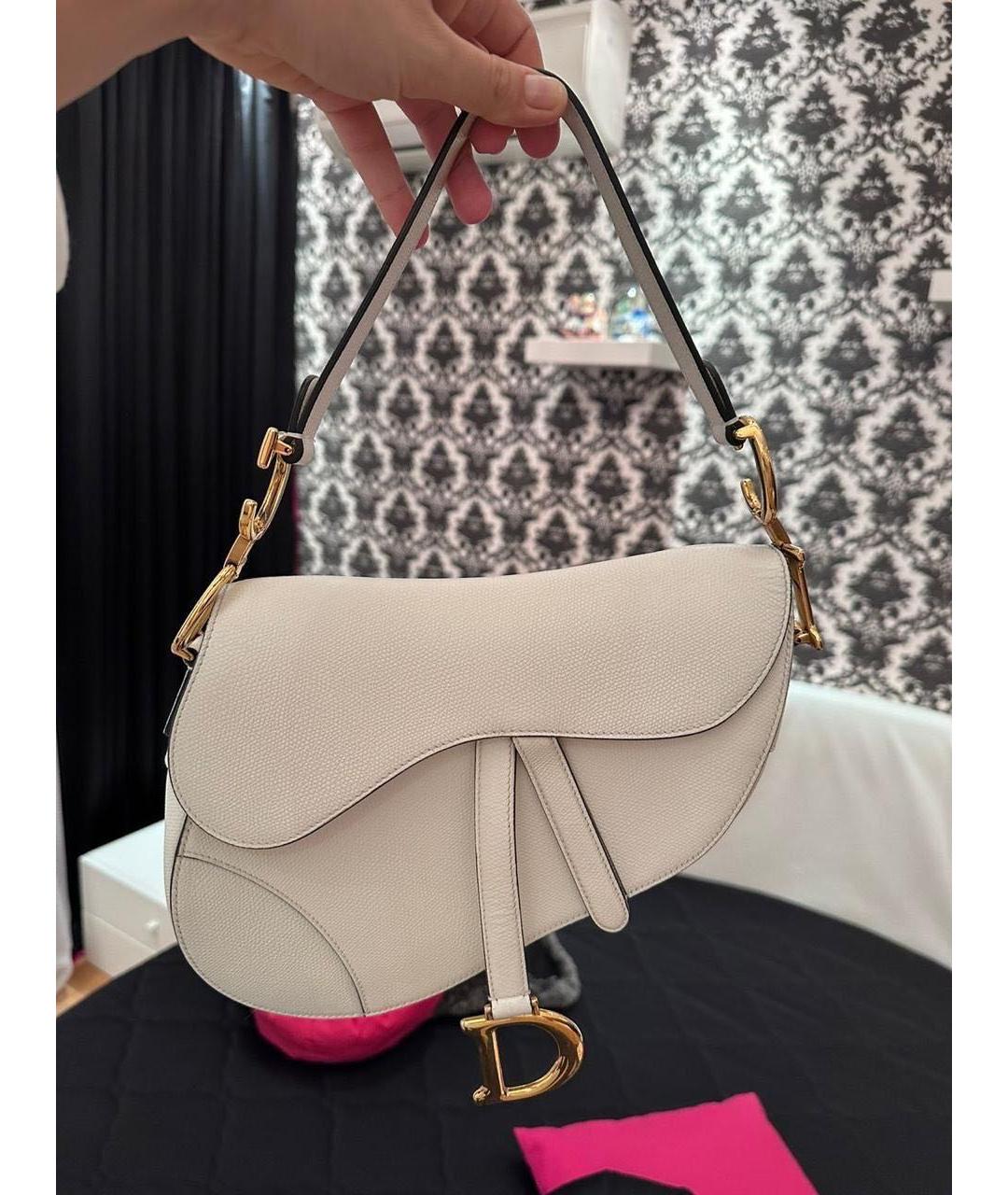 CHRISTIAN DIOR Белая кожаная сумка с короткими ручками, фото 2