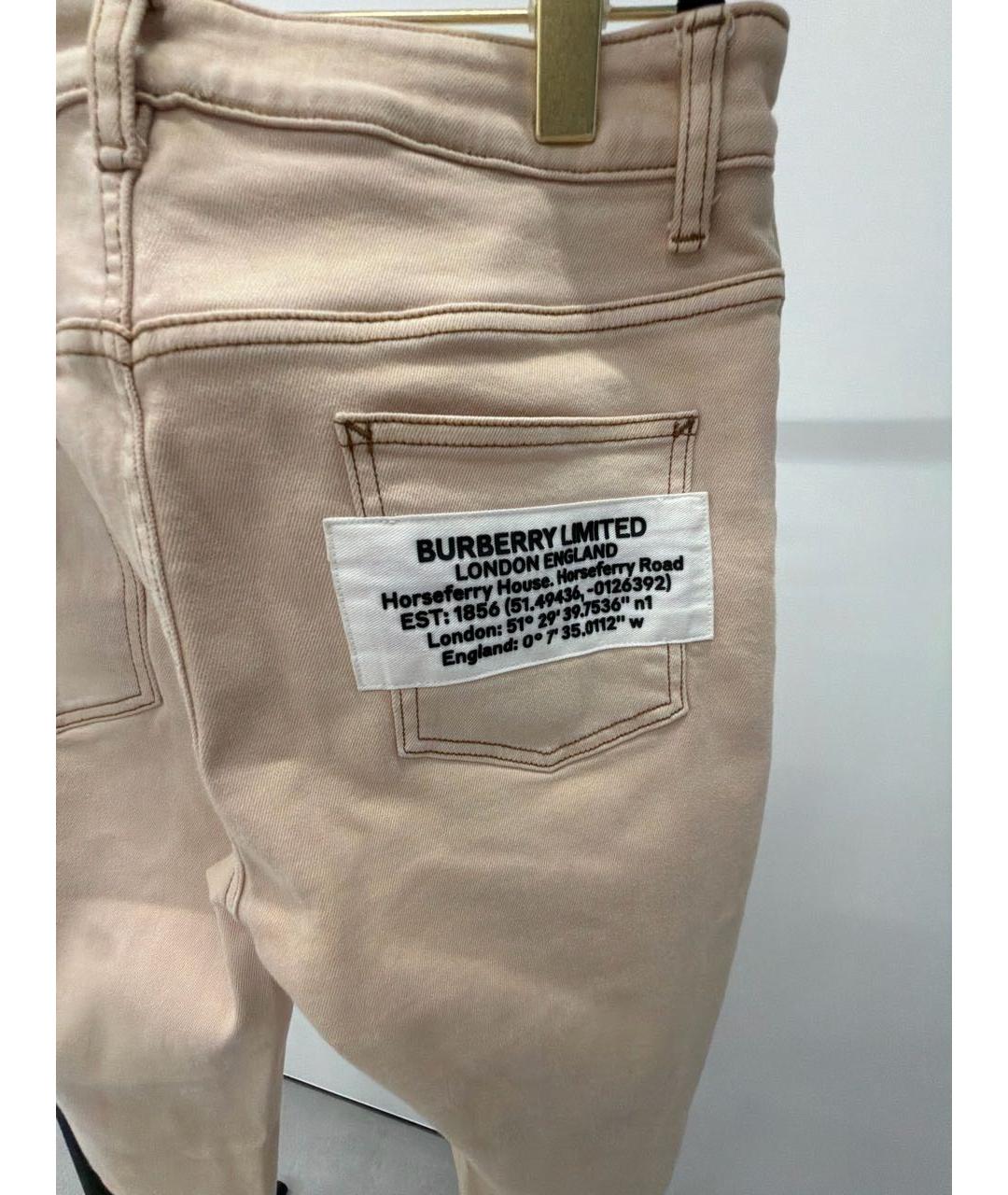 BURBERRY Бежевые хлопковые джинсы слим, фото 3