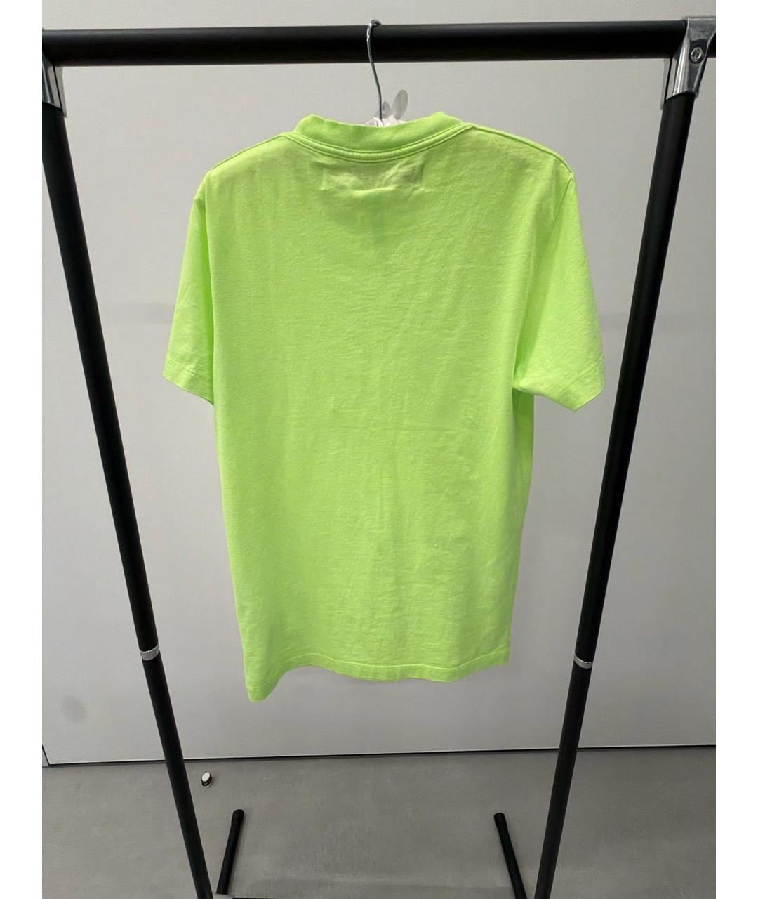 OFF-WHITE Салатовая хлопковая футболка, фото 2