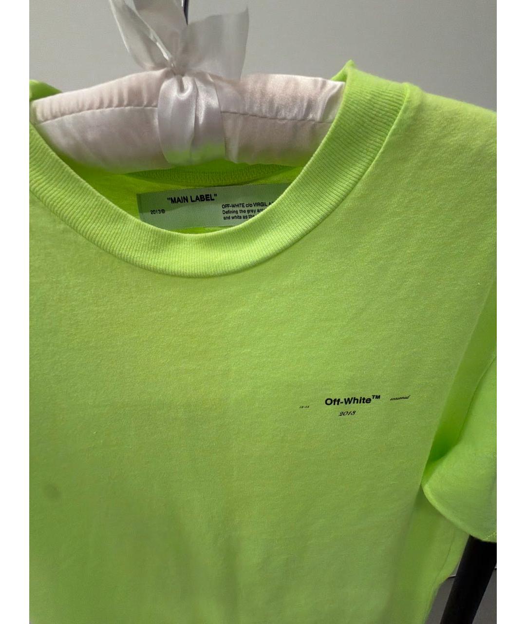 OFF-WHITE Салатовая хлопковая футболка, фото 3