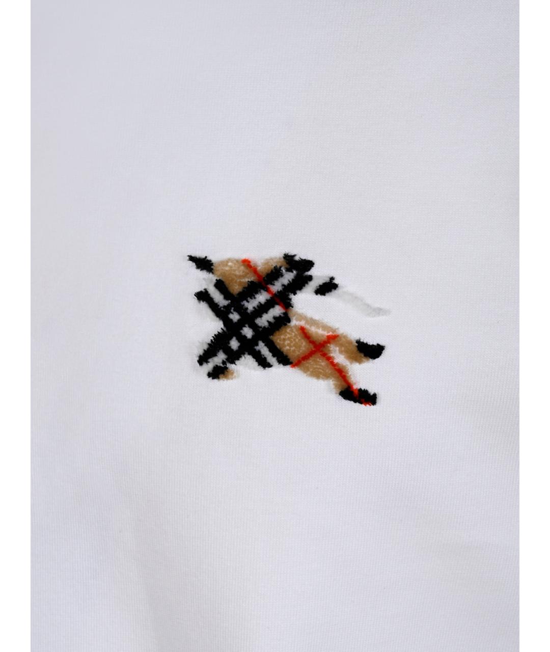 BURBERRY Белая хлопковая футболка, фото 3