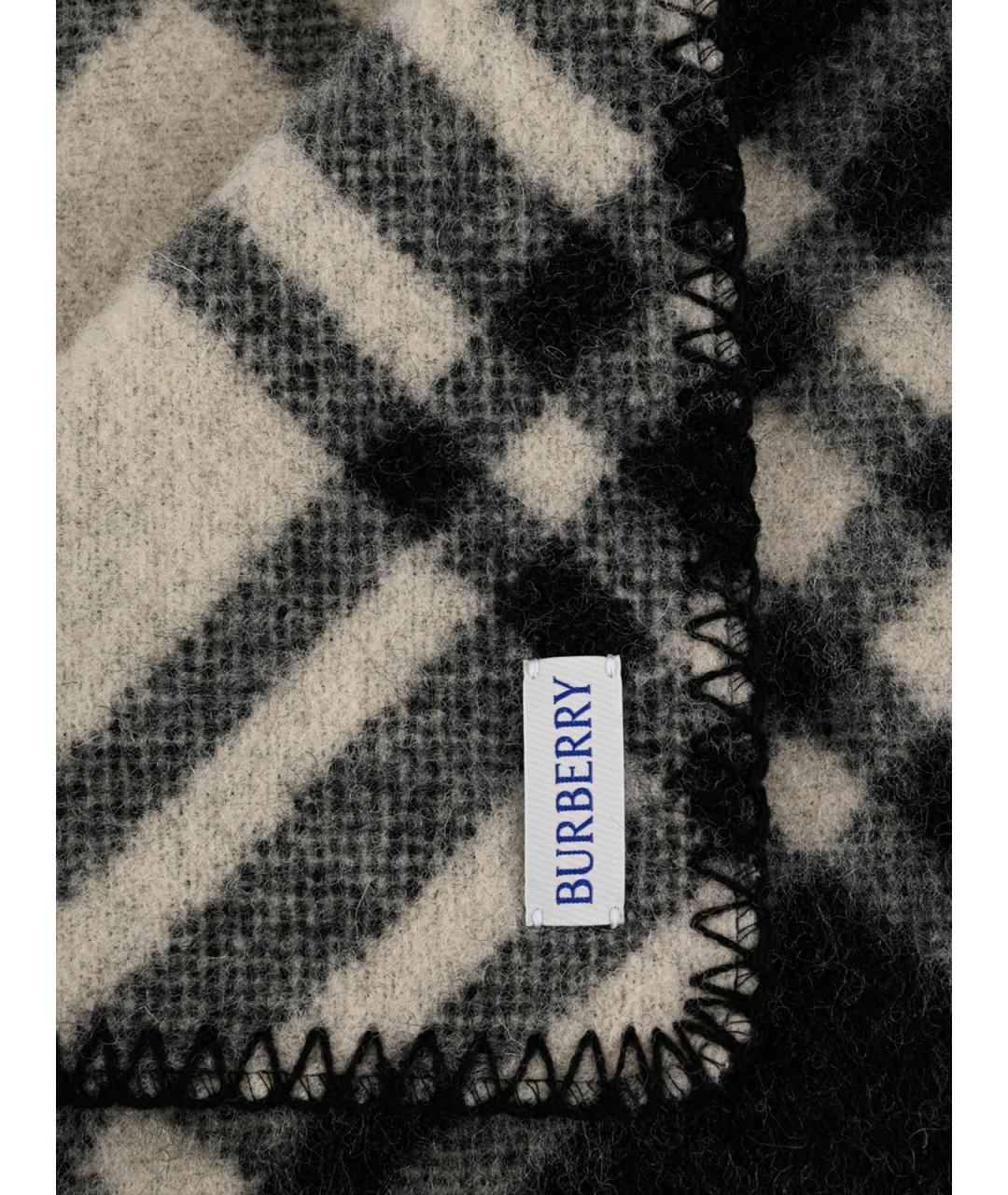 BURBERRY Черный шерстяной шарф, фото 4