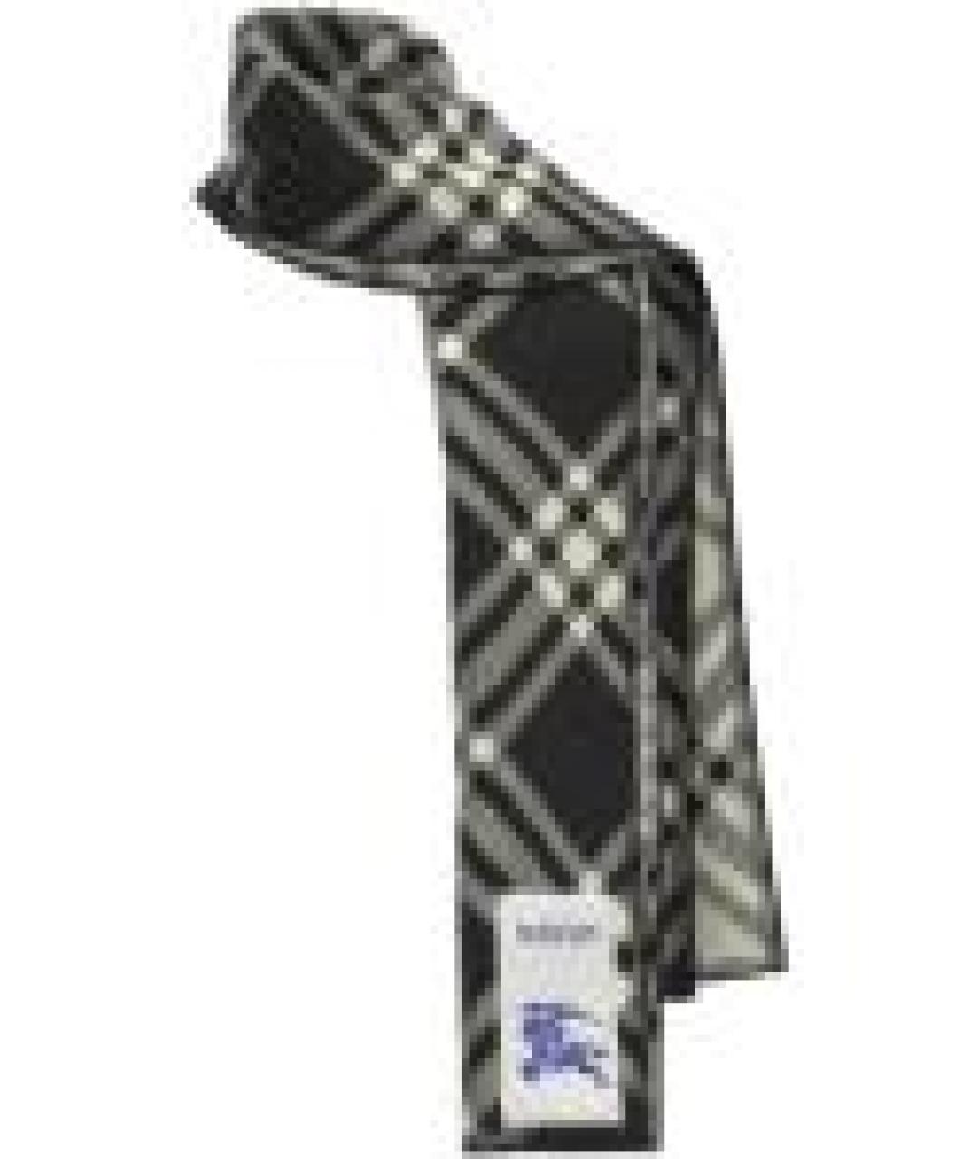 BURBERRY Черный шерстяной шарф, фото 5
