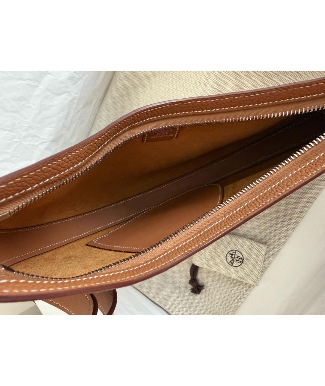 HERMES Коричневая кожаная сумка через плечо, фото 4