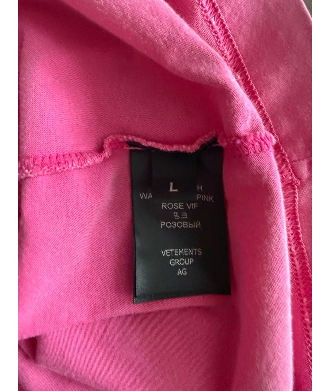 VETEMENTS Розовая хлопковая футболка, фото 5
