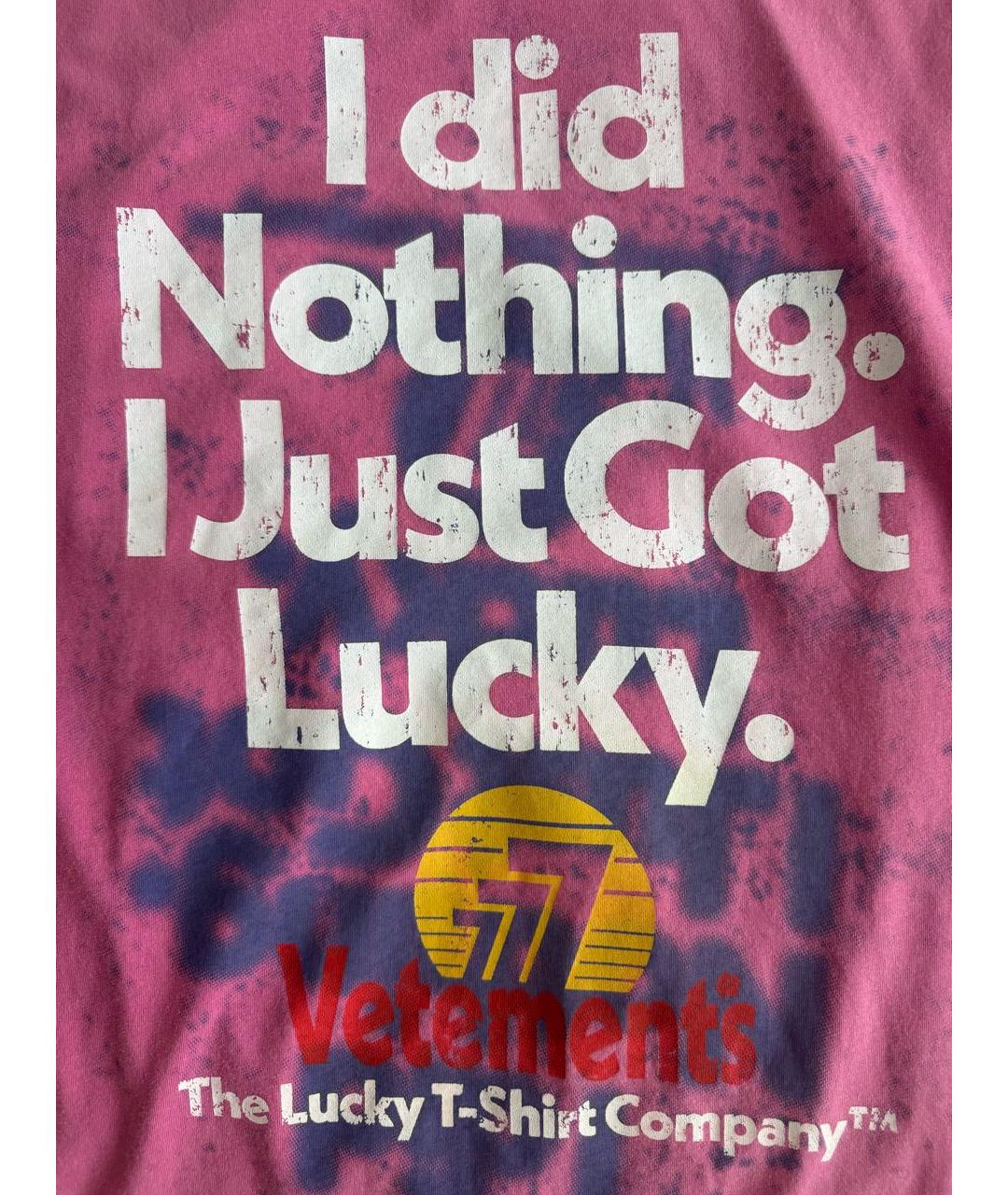 VETEMENTS Розовая хлопковая футболка, фото 4