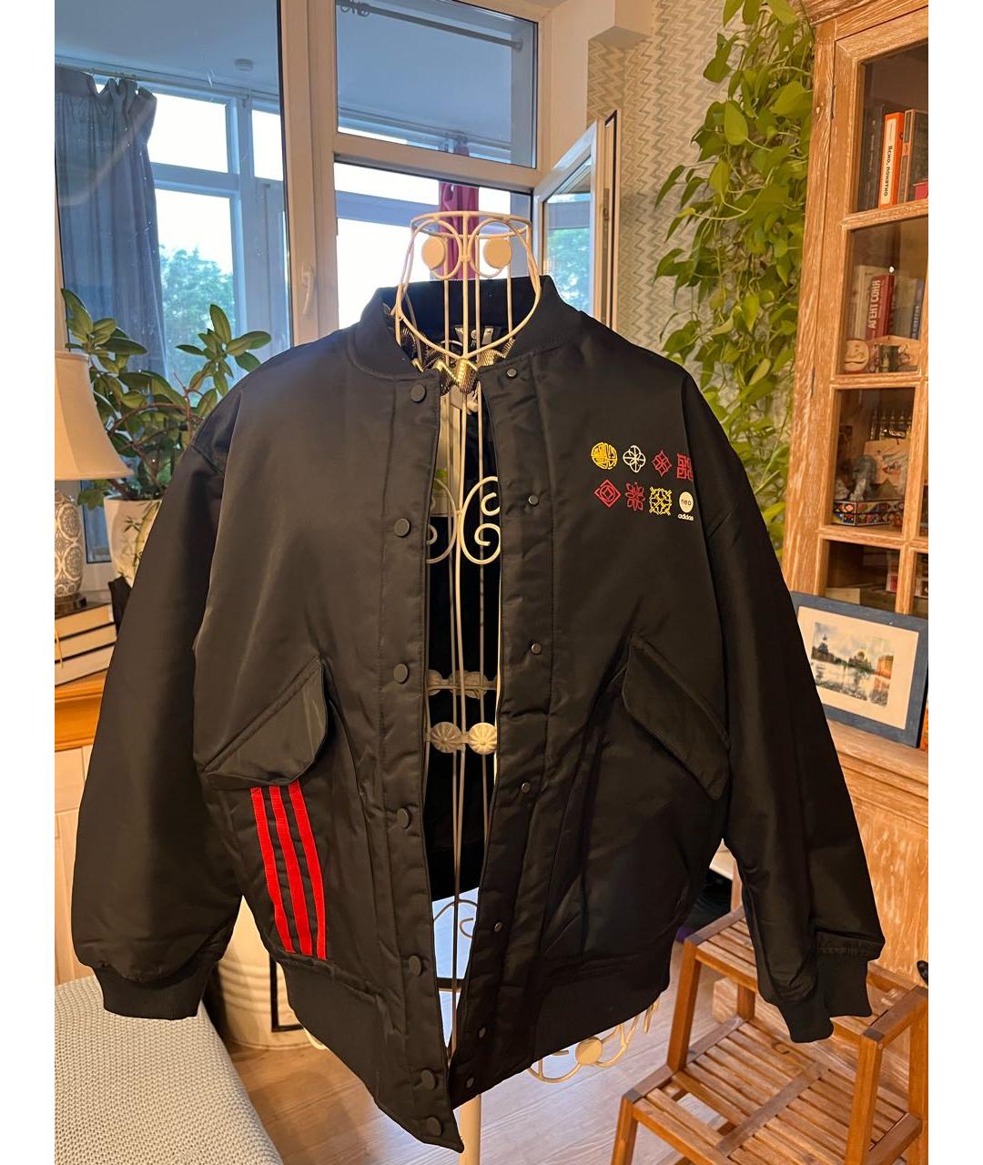 ADIDAS Черная хлопковая куртка, фото 4