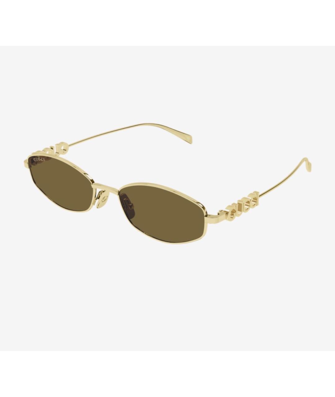 GUCCI Золотые металлические солнцезащитные очки, фото 6