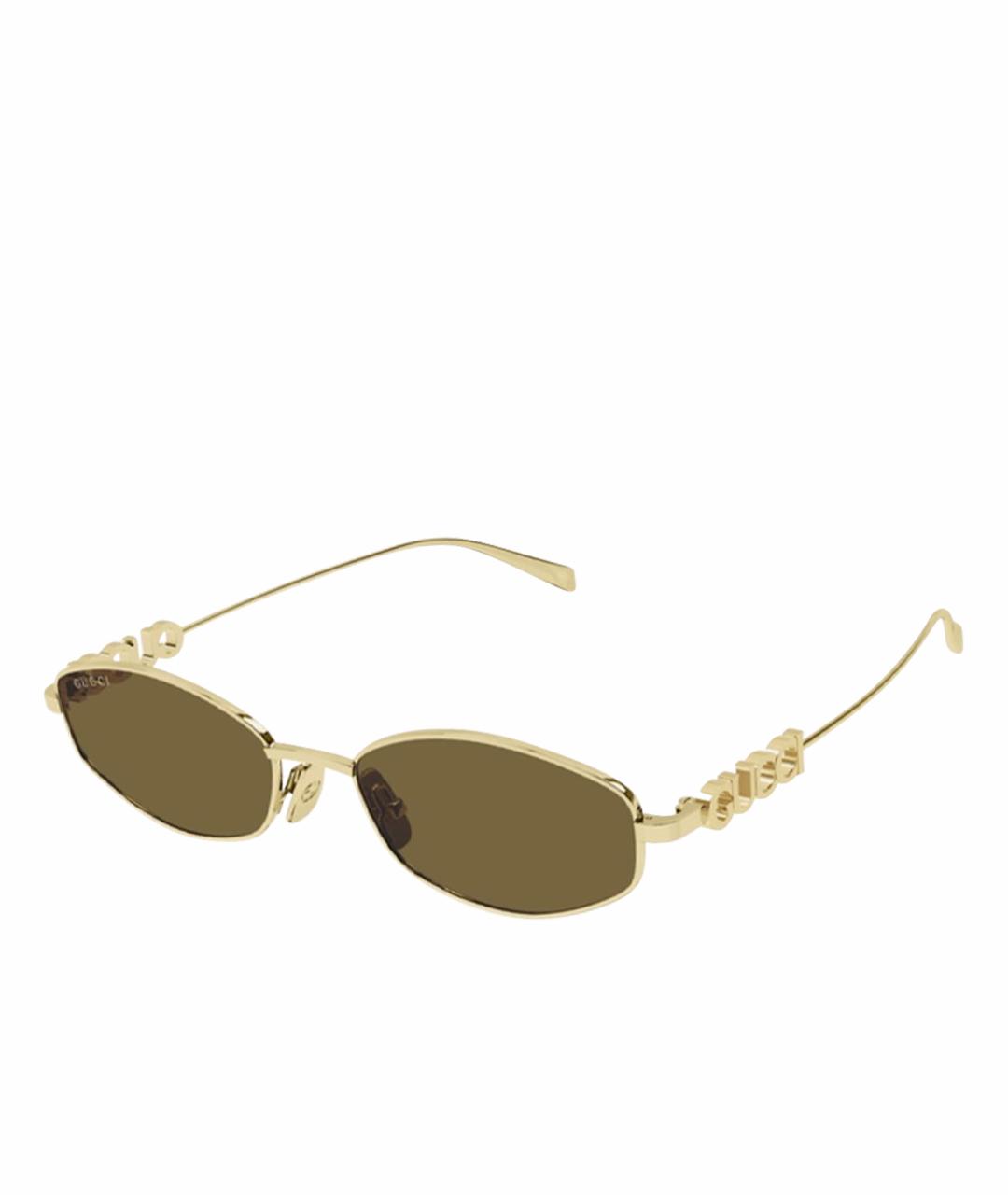 GUCCI Золотые металлические солнцезащитные очки, фото 1