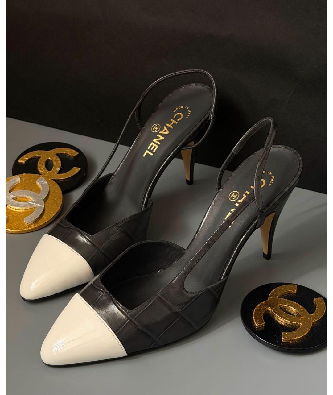 CHANEL Черные кожаные туфли, фото 3