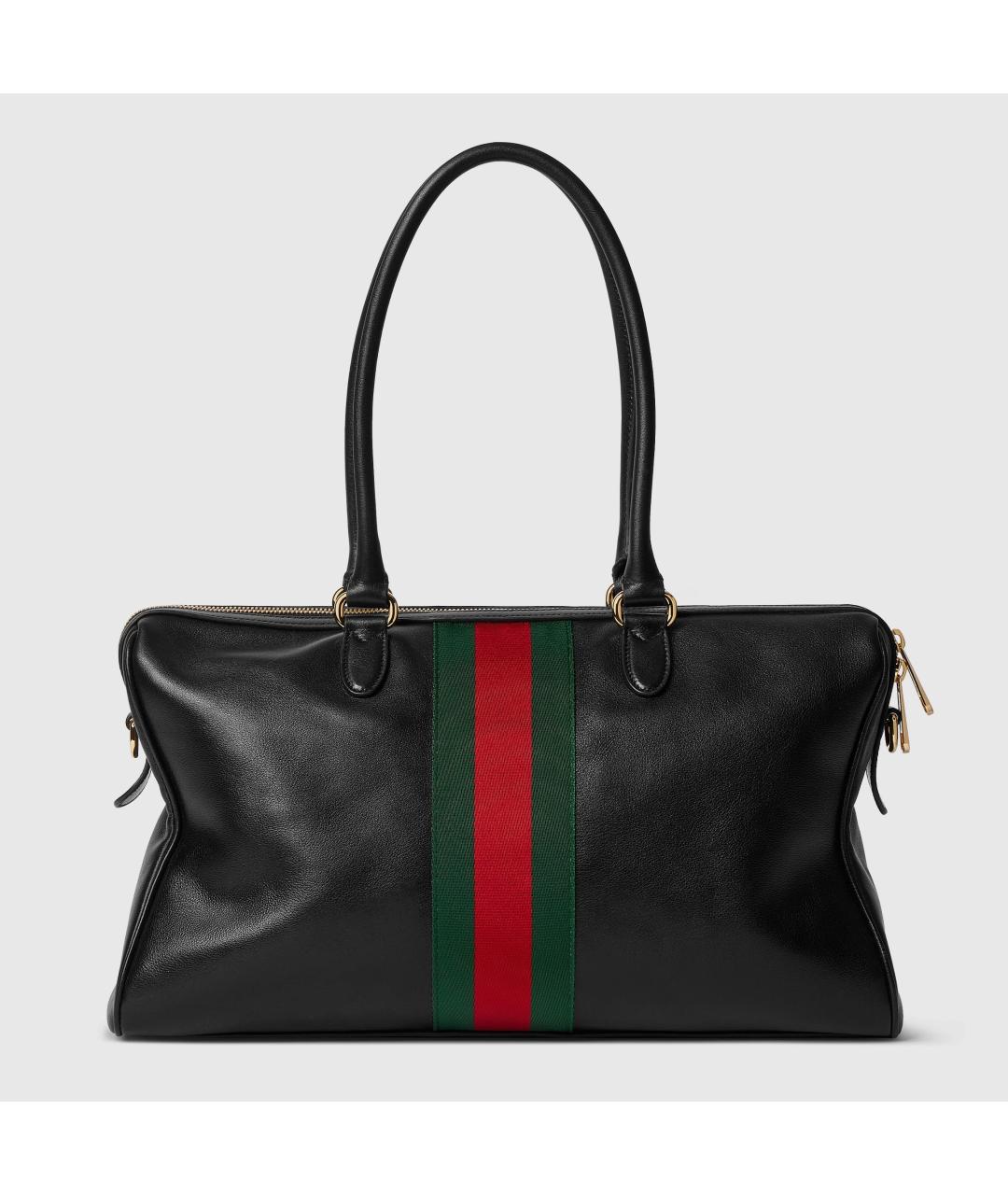 GUCCI Черная кожаная сумка тоут, фото 5