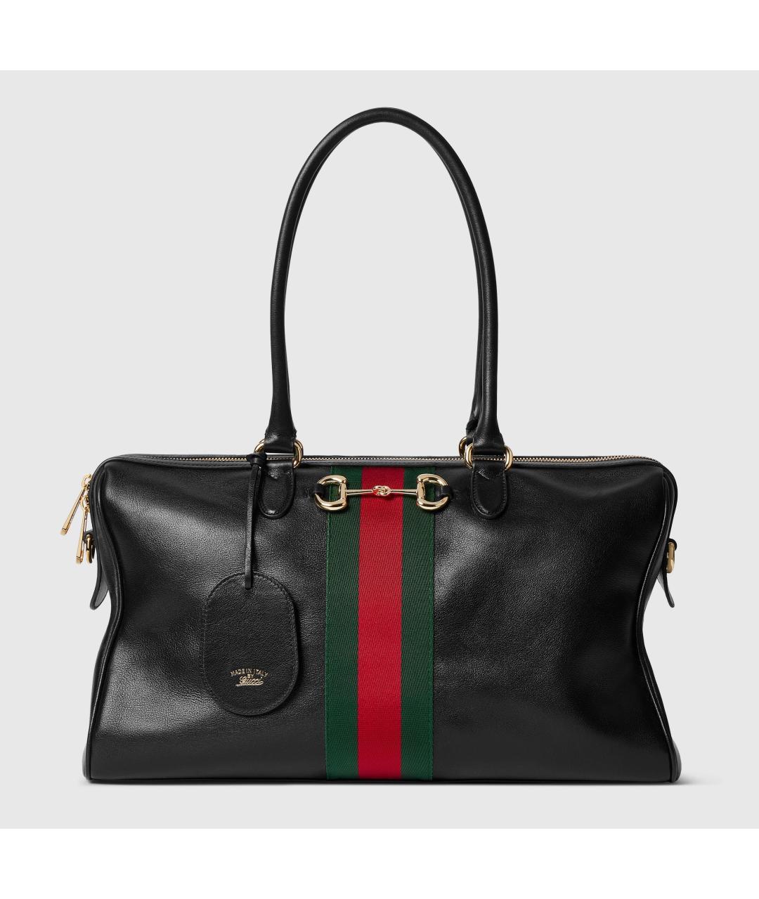 GUCCI Черная кожаная сумка тоут, фото 3