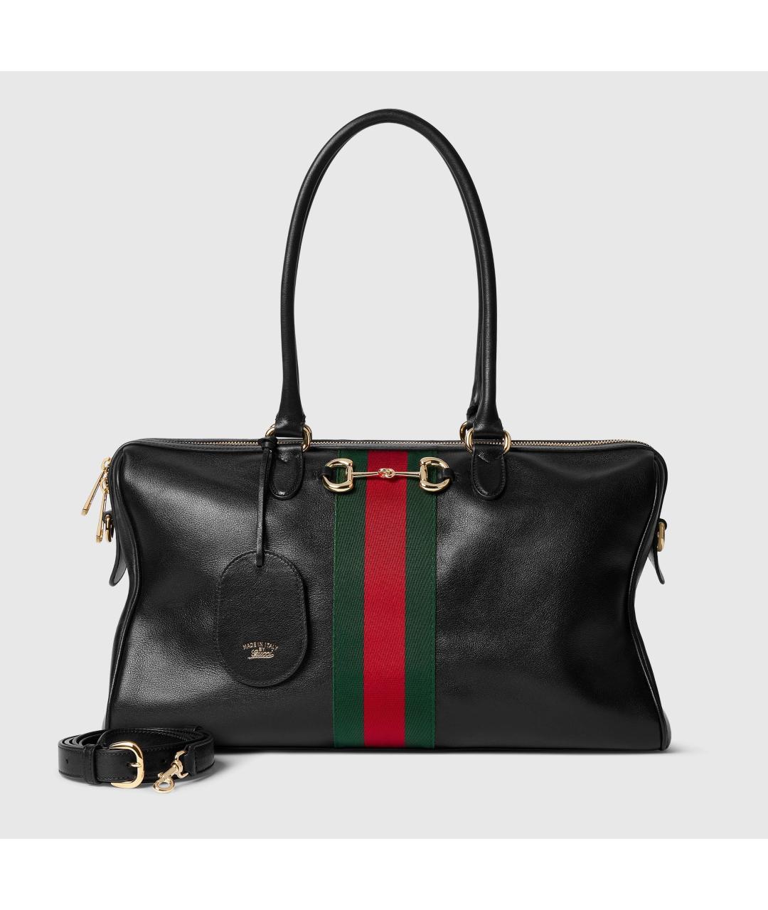 GUCCI Черная кожаная сумка тоут, фото 6