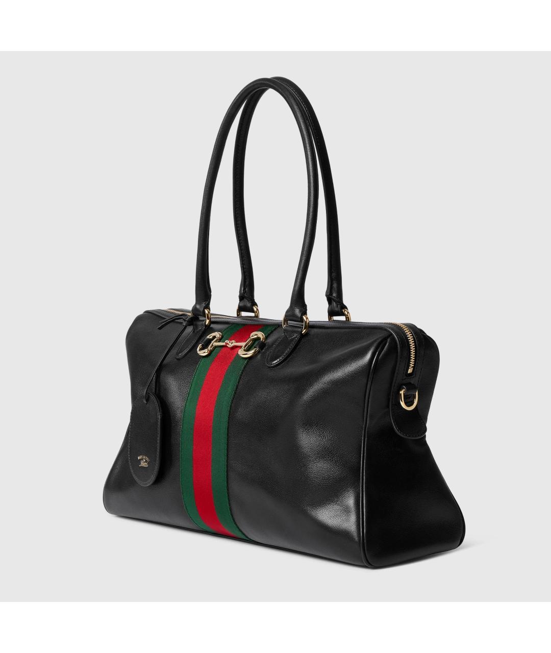 GUCCI Черная кожаная сумка тоут, фото 1