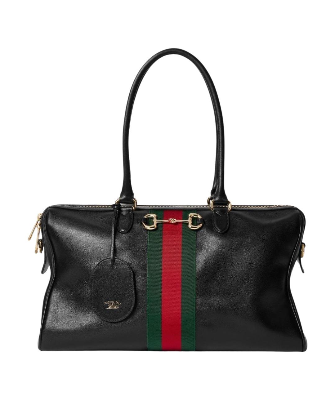 GUCCI Черная кожаная сумка тоут, фото 7