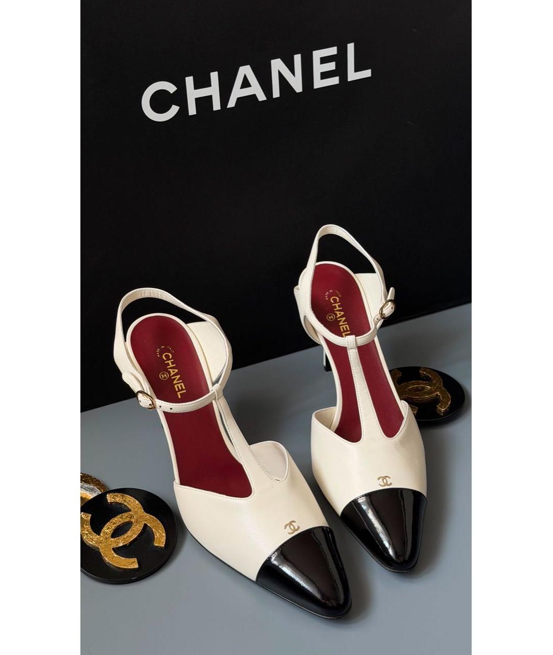 CHANEL Белые кожаные туфли, фото 2